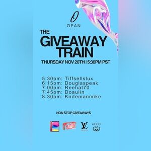 Opan Bins Giveaway Event Train Flyer